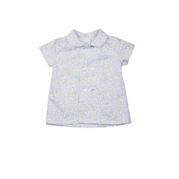 Camisa cruzada flor azul