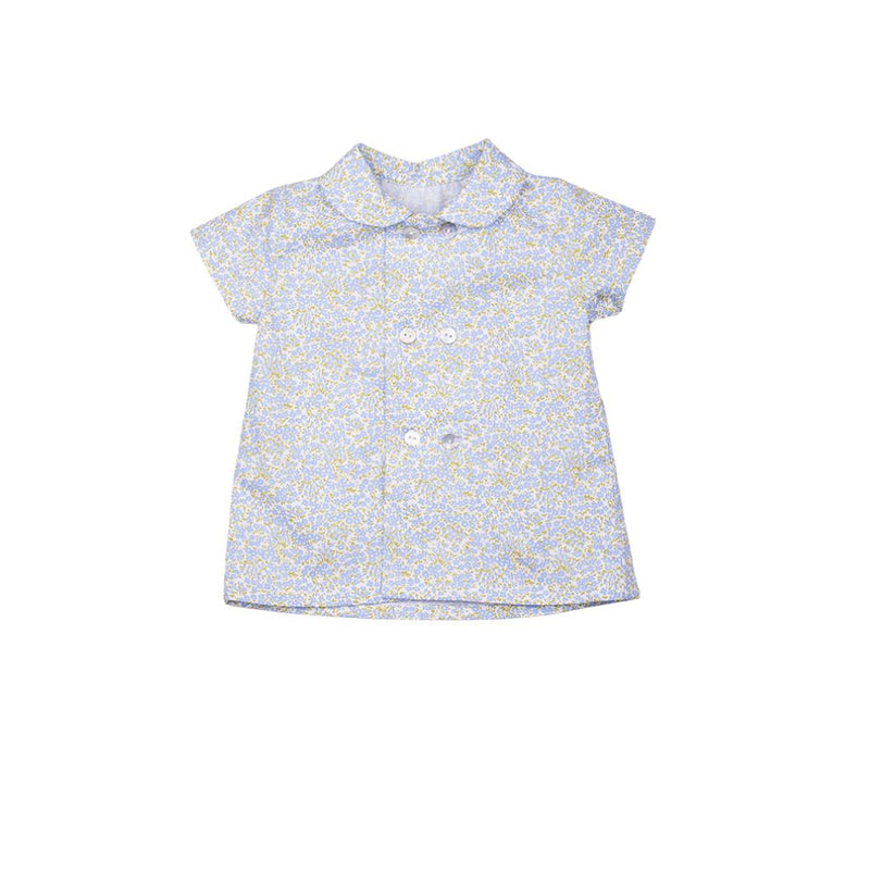 Camisa cruzada flor azul