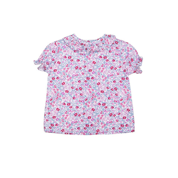 Blusa manga farol flor fuxia