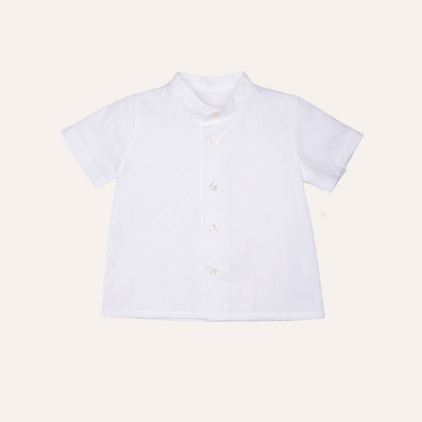 Camisa Oxford manga corta cuello mao