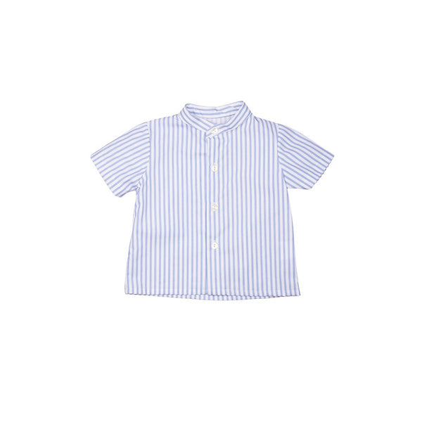Camisa cuello mao rayas celeste