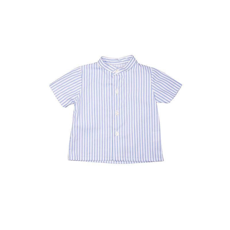 Camisa cuello mao rayas celeste