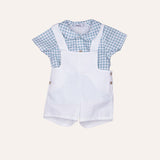 Conjunto peto blanco camisa vichy verde