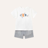 Conjunto bermuda rayas azules y blancas