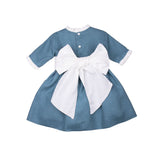 Vestido lino oceano manga francesa