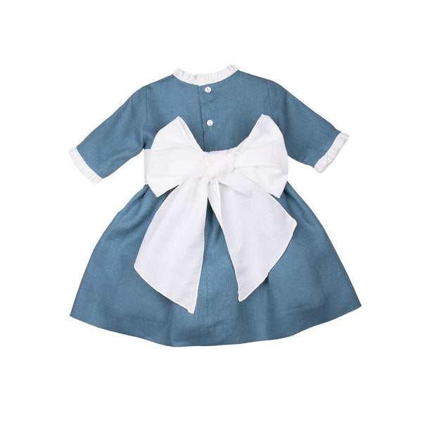 Vestido lino oceano manga francesa