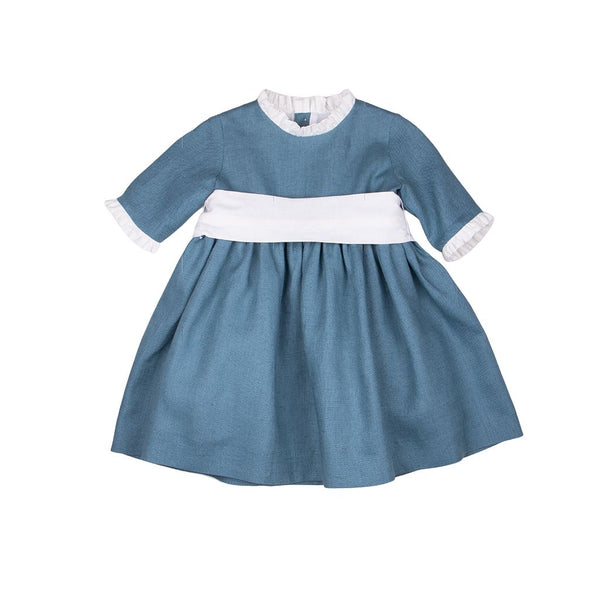 Vestido lino oceano manga francesa