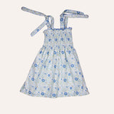 Vestido flores azules piquillo