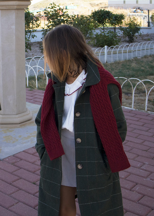 Abrigo cuadros verdes