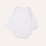 Body algodón manga larga cuello perforado abierto