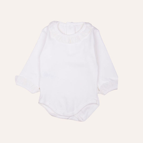 Body algodón manga larga cuello perforado abierto