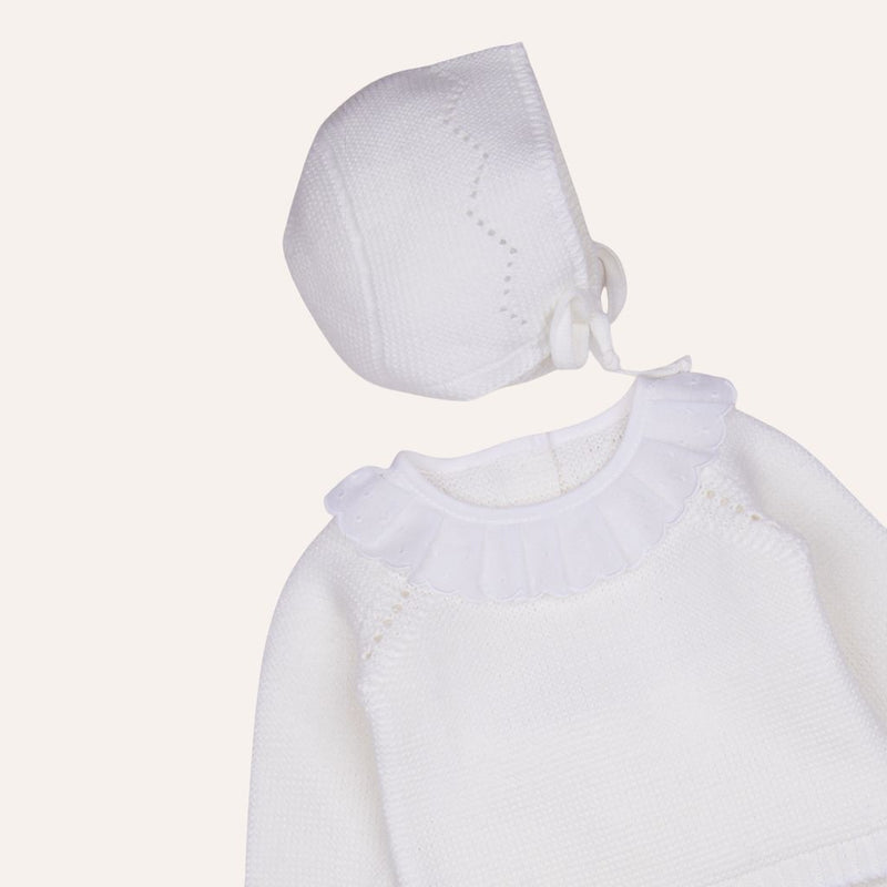 Conjunto bebe punto bobo cuello volante