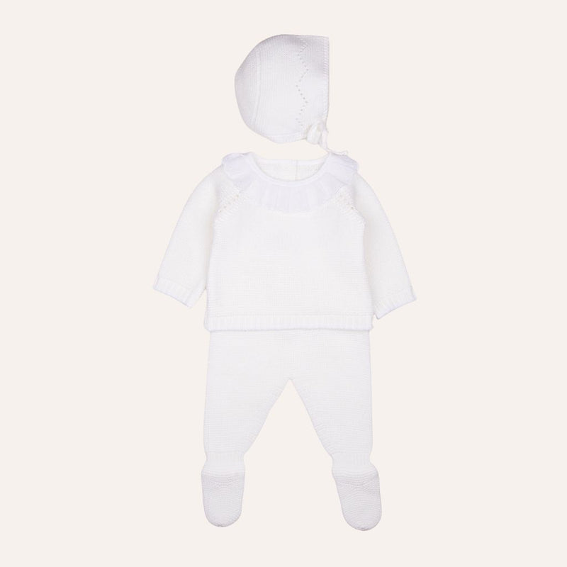 Conjunto bebe punto bobo cuello volante