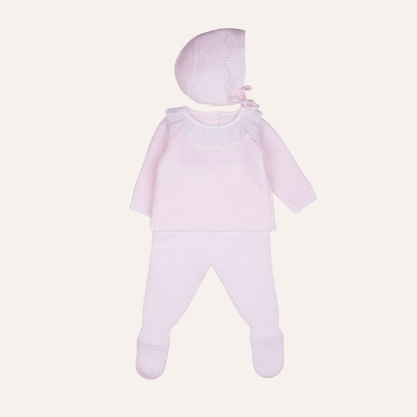 Conjunto bebe punto bobo cuello volante