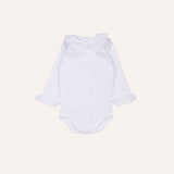 Body algodón manga larga cuello perforado abierto