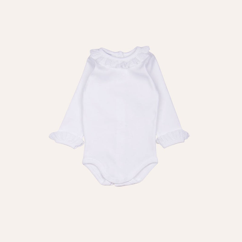 Body algodón manga larga cuello perforado abierto