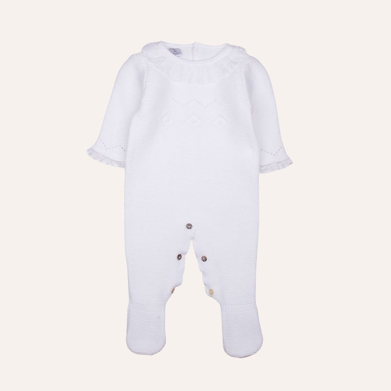 Pelele bebe punto bobo cuello volante