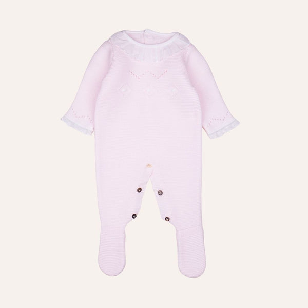 Pelele bebe punto bobo cuello volante