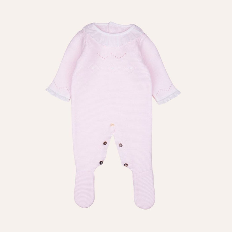 Pelele bebe punto bobo cuello volante