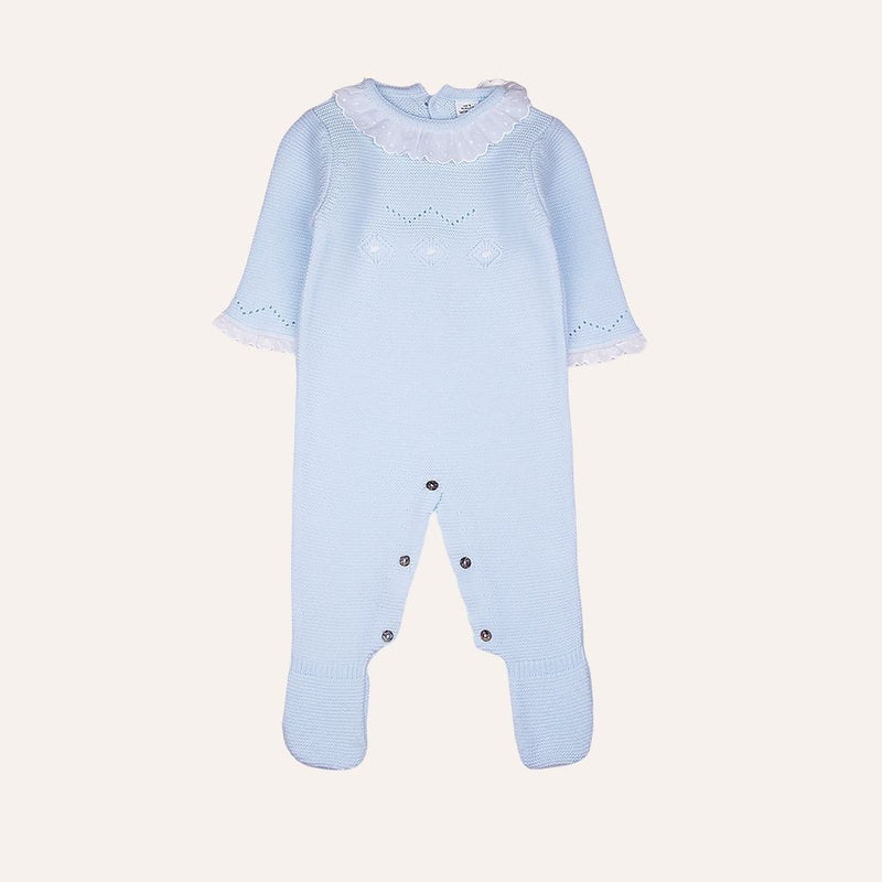 Pelele bebe punto bobo cuello volante