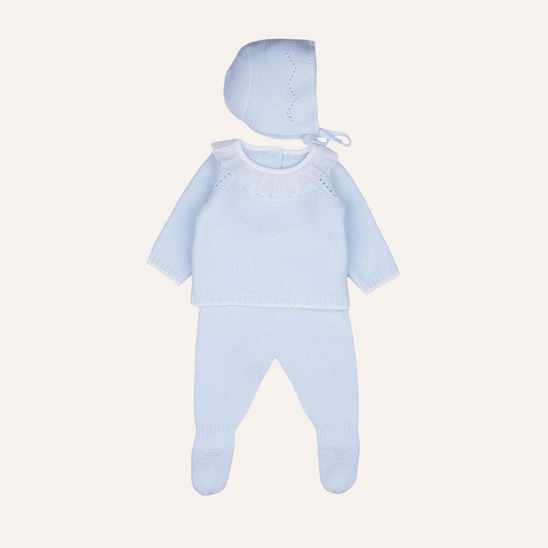 Conjunto bebe punto bobo cuello volante