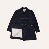 Abrigo cruzado cuadros azules