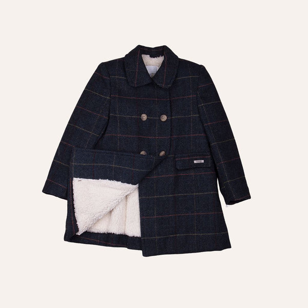 Abrigo cruzado cuadros azules