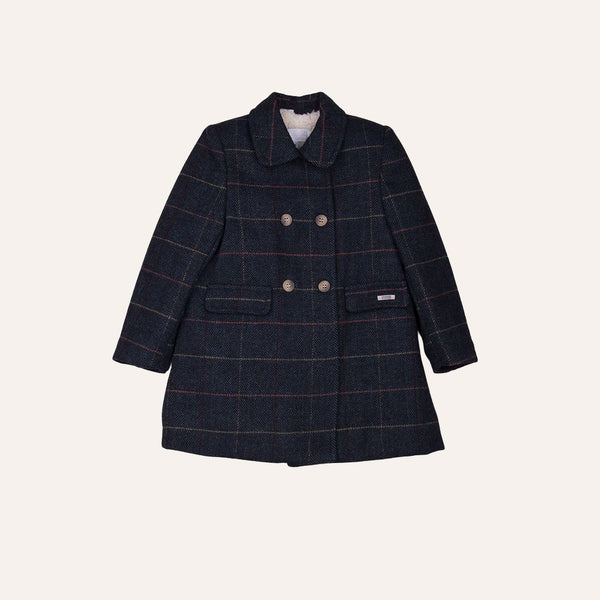 Abrigo cruzado cuadros azules