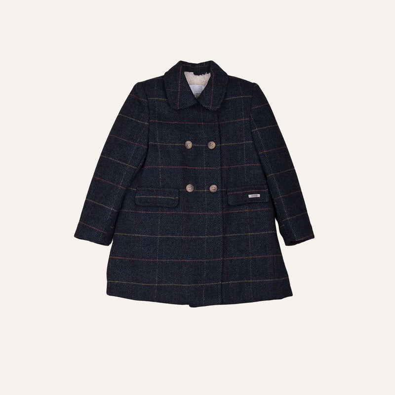 Abrigo cruzado cuadros azules