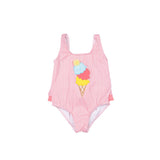 Traje de baño familia helado con rayas coral