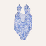 Traje de baño Toile de Jouy azul