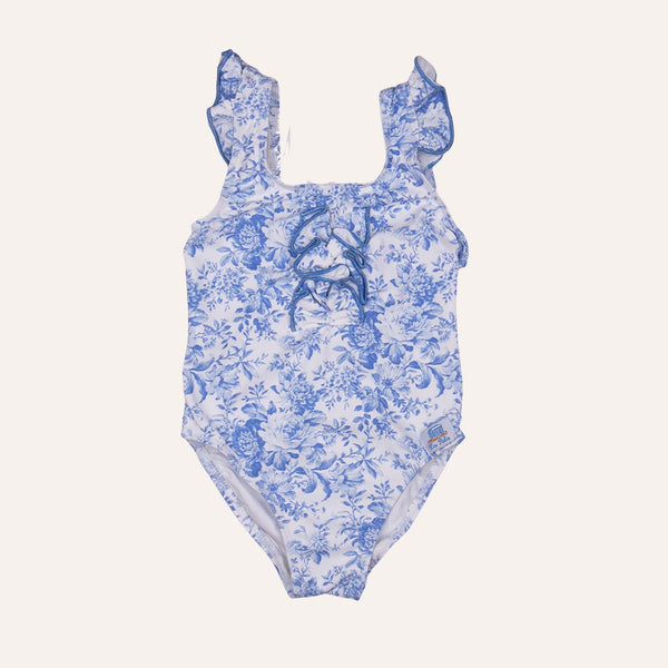 Traje de baño Toile de Jouy azul