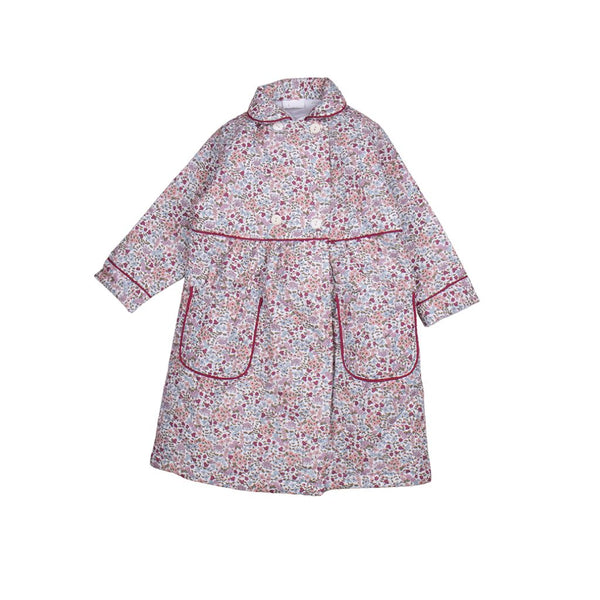 Bata niña flores vivo granate