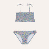 Biquini engomado flores fondo azul