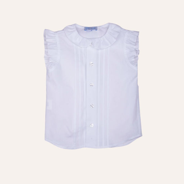 Camisa cuello volante blanca sin mangas