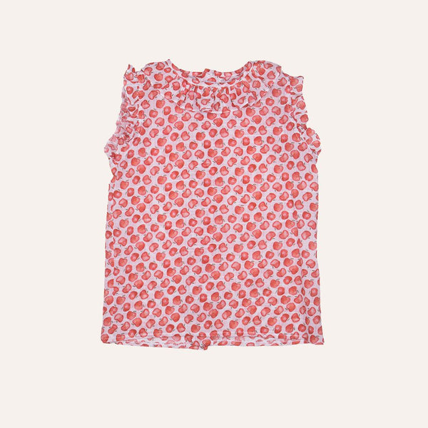 Camisa cuello volante manzanas