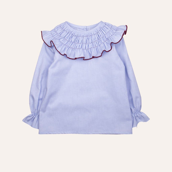 Blusa oxford festón granate