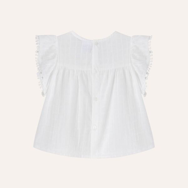 Blusa blanca manga alita borlita