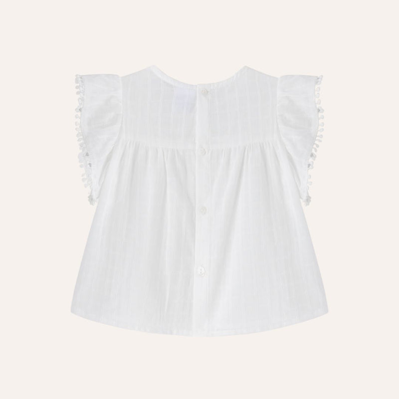 Blusa blanca manga alita borlita