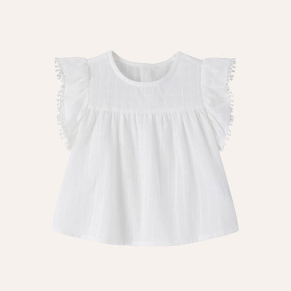 Blusa blanca manga alita borlita