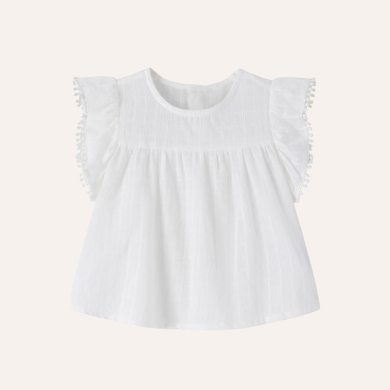 Blusa blanca manga alita borlita