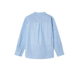 Camisa celeste rayas cuello mao lino