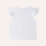 Camiseta blanca manga alita puntilla