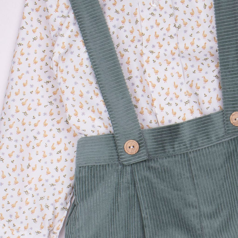 Conjunto tirantes verde pollitos