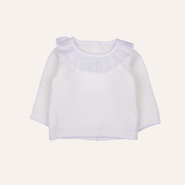 Jersey lana bebe punto bobo cuello volante