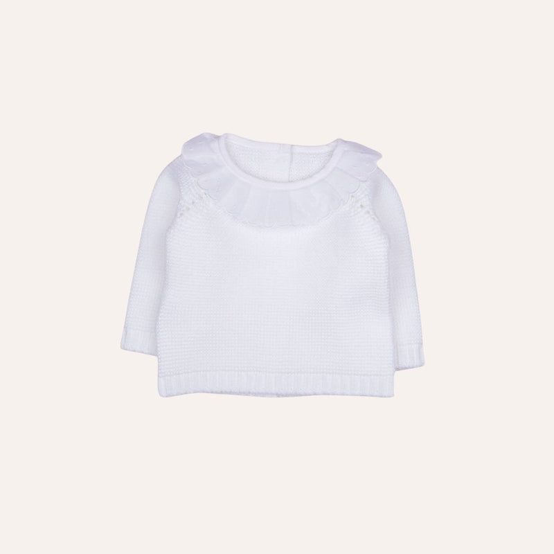 Jersey lana bebe punto bobo cuello volante