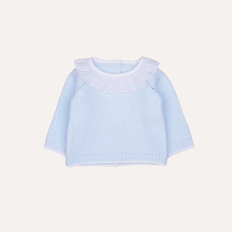 Jersey lana bebe punto bobo cuello volante