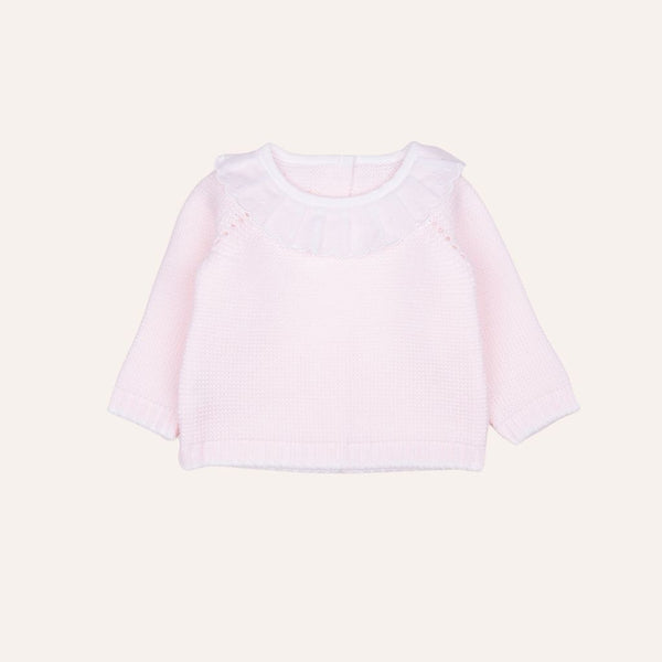 Jersey lana bebe punto bobo cuello volante