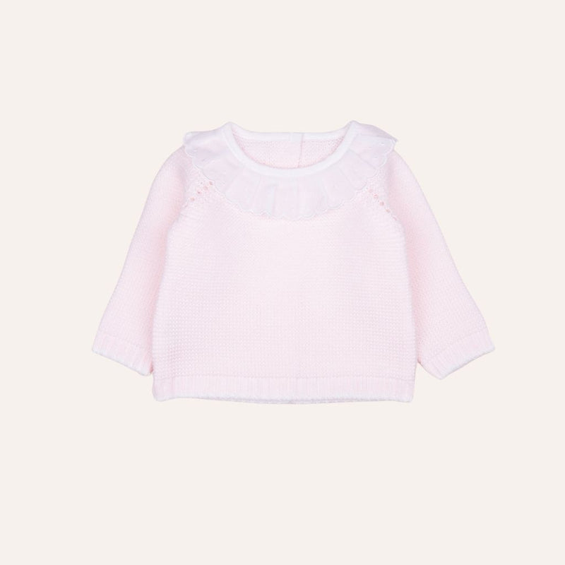 Jersey lana bebe punto bobo cuello volante