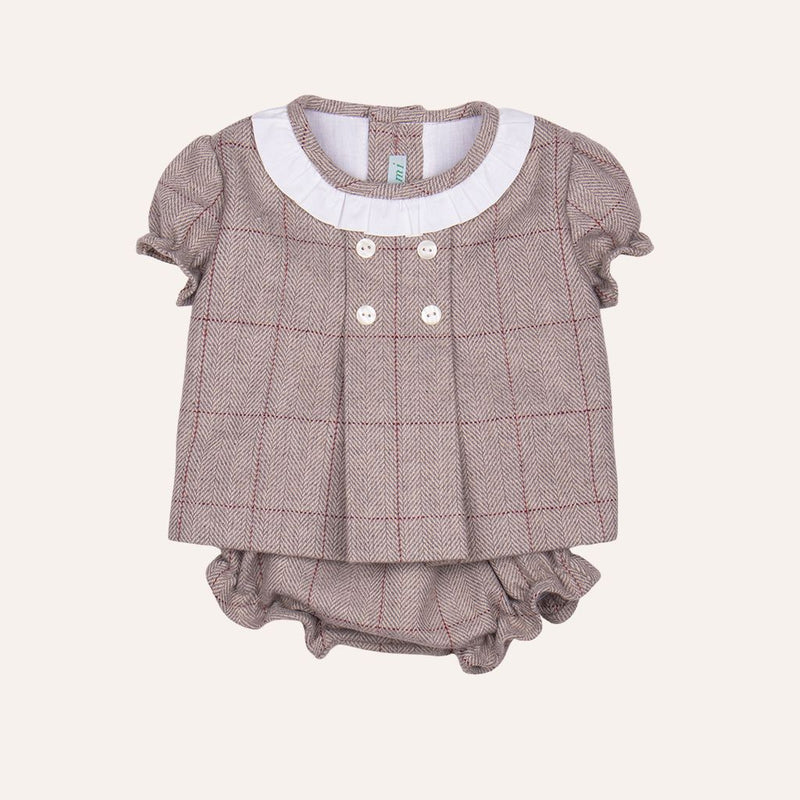 Jesusito tablón de paño beige con volante